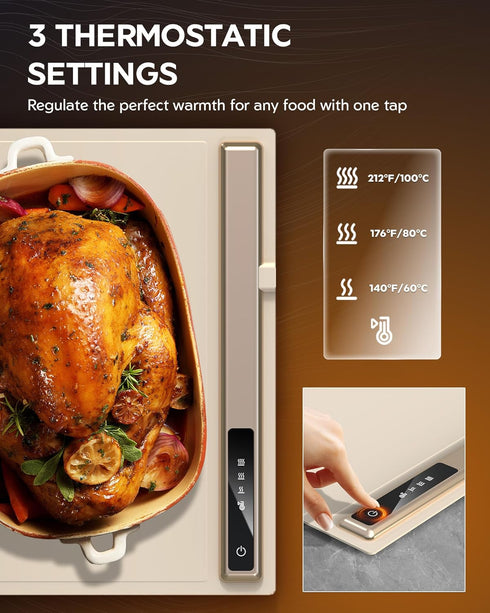LBOLHZO Food,10s Mat,3-Temp Warming Mat for Rapid Warm Food Warming Food Warmer,Fast Heating BPA-Free Auto Shut Off