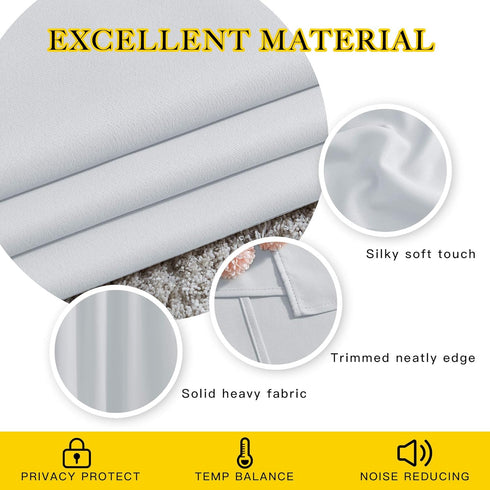 NICETOWN Greyish White Room Darkening Curtains, Thermal Insulated Grommet Panels for Bedroom (2 Panels, 52 by 54)
