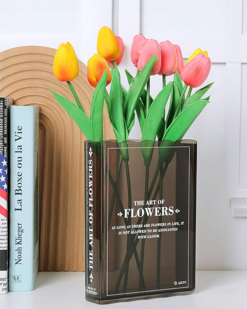Book-Shaped Flower Vase, Cute Bookshelf Decor, Unique Black Vase for Home Decor