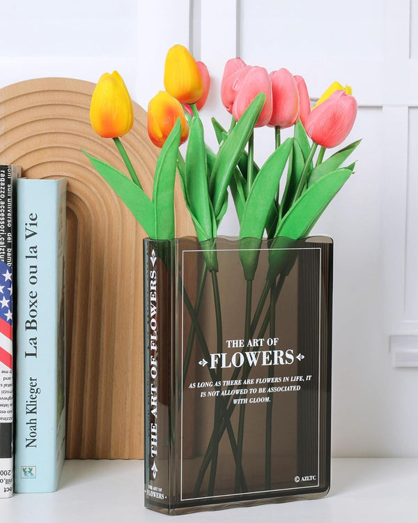 Book-Shaped Flower Vase, Cute Bookshelf Decor, Unique Black Vase for Home Decor