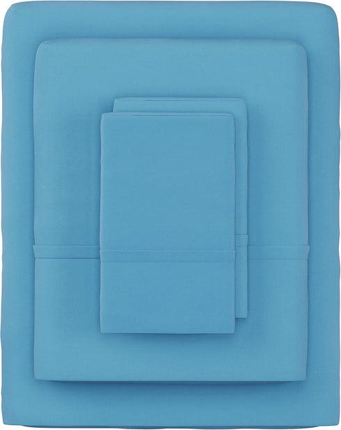 Bedford Home Series 1200 3 Piece Twin Sheet Set, Blue