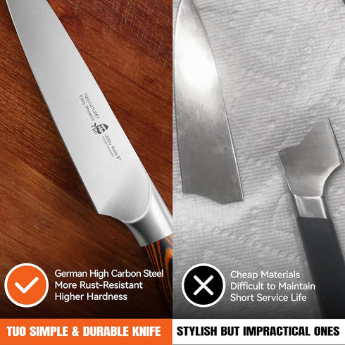 TUO Utility Knife, Small Kitchen Knife, 5 inch Paring Knife, High Carbon German Stainless Steel Cutlery