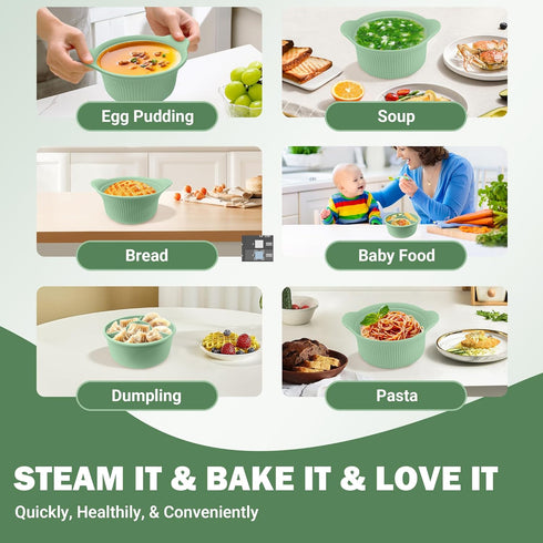 Jalopink 42oz(1250ml)) Silicone Microwave Steamer - Microwave Pot Steamer Basket Bowl for Baby Food, Vegetables