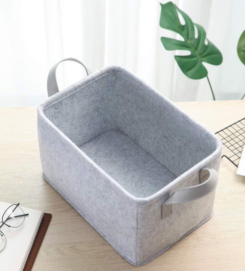 Collapsible Storage Basket with Carry Handles, Durable Felt Fabric Organizer for Toys, Clothes, Laundry