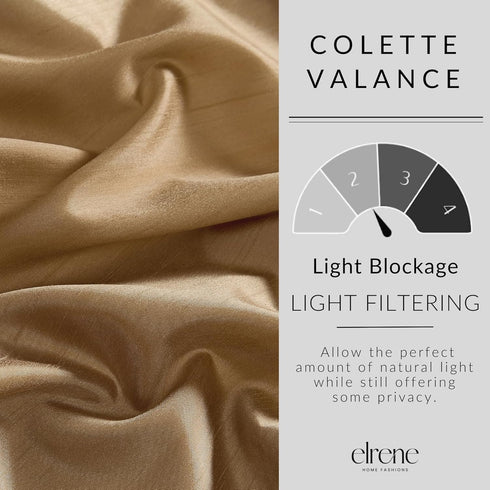 Elrene Home Fashions Colette Faux-Silk Scalloped Window Valance - 50 in x 21 in, Gold (Scalloped Valance)