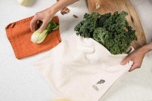 Extra Large Certified Organic Cotton Vegetable Crisper Bags, Reusable, Eco-Friendly, Made in USA