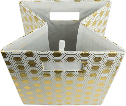 DII Collapsible Polyester Storage Cube, Large Honeycomb Design, Gold