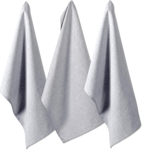 DII Cotton Kitchen Towel Set, Lightweight & Fast-Drying Dish Towels, 20x30, Gray Chambray, 3 Piece