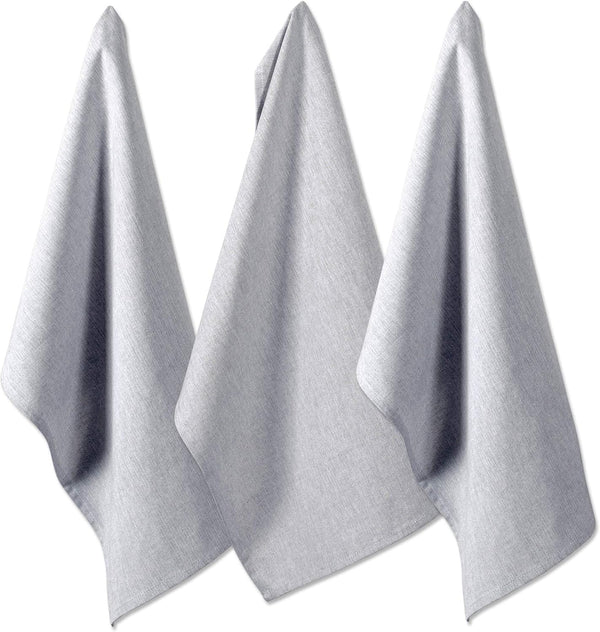 DII Cotton Kitchen Towel Set, Lightweight & Fast-Drying Dish Towels, 20x30, Gray Chambray, 3 Piece
