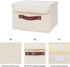 ANMINY Storage Bin with Lid, Decorative Foldable Lidded Cotton Linen Fabric Home Organizer - Beige, Small Size