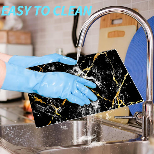 Glass Cutting Board, 16 x 12 inch Set of 1 - Tempered Glass, Decorative Square Marble Chopping Board