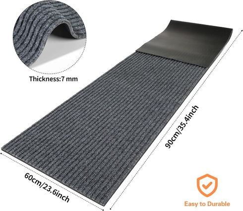 Nuanchu Large Semi-Finished Striped Door Mat, 24 x 35 Gray, Waterproof Entry Mat with Rubber Lining for Indoor and
