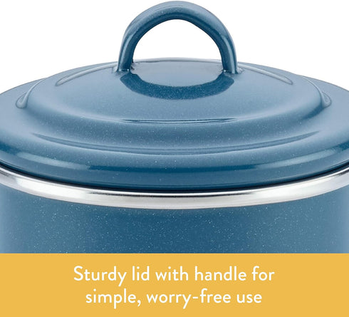 4 Inch, Ayesha Curry Enamel on Steel Bacon Grease Can / Bacon Grease Container - Blue