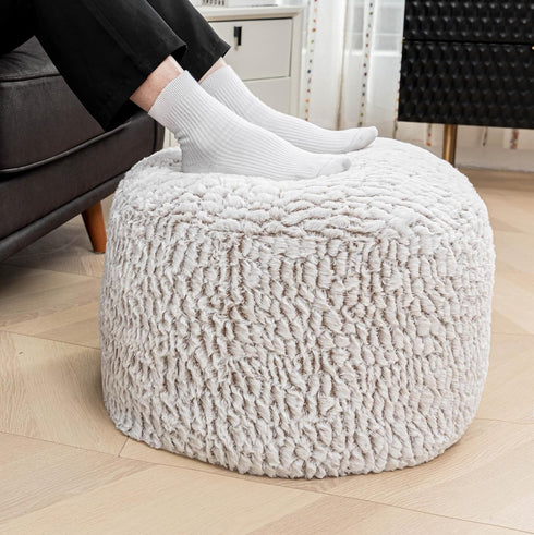 20x20x12 Inches Asuprui Pouf Ottoman Unstuffed Ottoman Foot Rest No Filler Soft Fur Foot Stool Fuzzy Chair Floor Pouf