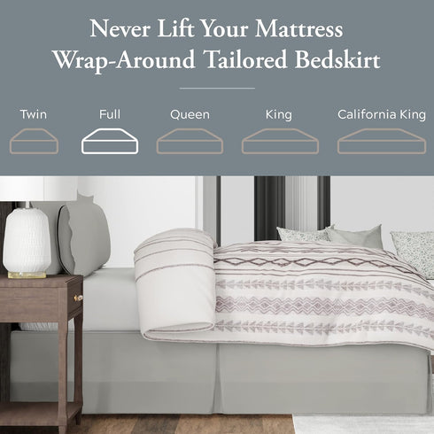 Bed Maker’s Never Lift Your Mattress Bed Skirt - Designed for Box Spring Beds, 14 Inch Drop Length, Full, Silver
