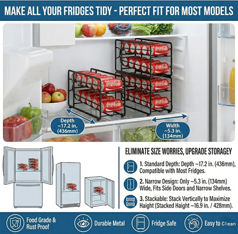 2 Pack CANYAVE Soda Can Organizer Storage Rack, Stackable Beverage Soda Can Dispenser Organizer Holder