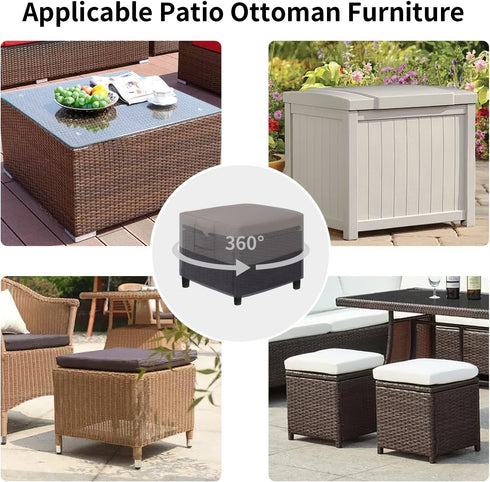 (22"x22"x17", Easy-Going Outdoor Ottoman Cover, Waterproof Patio Ottoman Cover, Heavy Duty Outdoor Furniture Cover