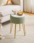 WBD010D IBUYKE Teddy Velvet Storage Footrest Stool Ottoman, Makeup Vanity Stool Side Table with Removable Cover, Golden