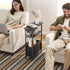 1 Creso hom Narrow Side Table with Charging Station and LED Light, Small End Table with Fabric Drawer, Skinny