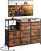 WLIVE TV Stand Dresser with Charging Station, Entertainment Center with 8 Fabric
