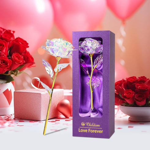 Childom Birthday Gifts for Women, Christmas Rainbow Rose Gifts for Her Mom, Sweet Artificial Flower Present