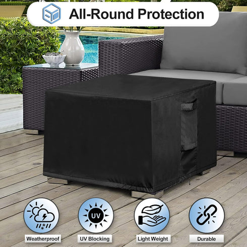 28L 28W 17H Inch, OutdoorLines Outdoor Waterproof Patio Ottoman Covers - Square UV-Proof Patio Side Table Cover