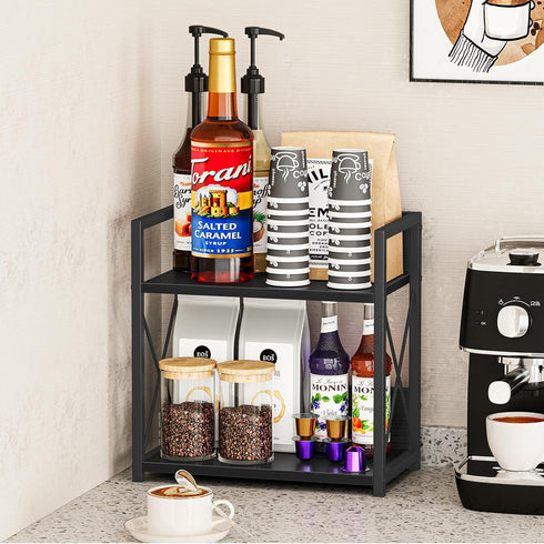 Countertop 2 Counter Giikin Organizer, Tier Coffee Station Organizer for Desktop, Wood Shelf Spice Rack for Kitchen