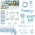 HYCSANBAO Elephant Baby Shower Decorations for Boy, Blue Elephant Baby Shower Party Supplies, It's a Boy Backdrop