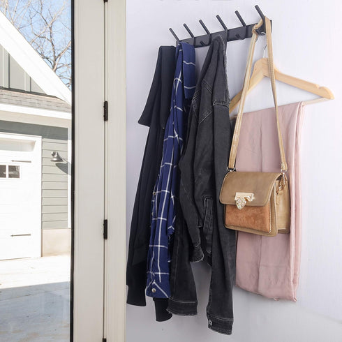 WEBI Coat Rack Wall Mounted - 5 Heavy Duty Metal Hooks for Hanging Coats, 2 Packs