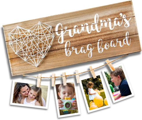 VILIGHT Grandma’s Brag Board - Gifts for Grandma from Granddaughter & Grandson, 13.5x5.5 Inches Photo Holder