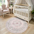 4ft Wonnitar Bow Print Washable Round Rug, Pink Circle Rug for Girl Nursery Decor, Non Slip Ultra-Thin Soft Boho Floral