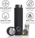 Pure Zen Tea Thermos with Infuser, Stainless Steel Leakproof Travel Mug for Hot and Cold Infusions, 15oz Black
