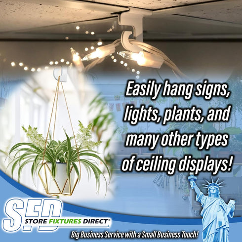 STORE FIXTURES DIRECT Extra Heavy Duty White Aluminum Drop Ceiling Hooks, 10 Pack