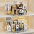 LAMU 2Pack Lazy Susan Turntable Organizer for Refrigerator, Rotating Rectangular Storage for Cabinet, Pantry, Clear