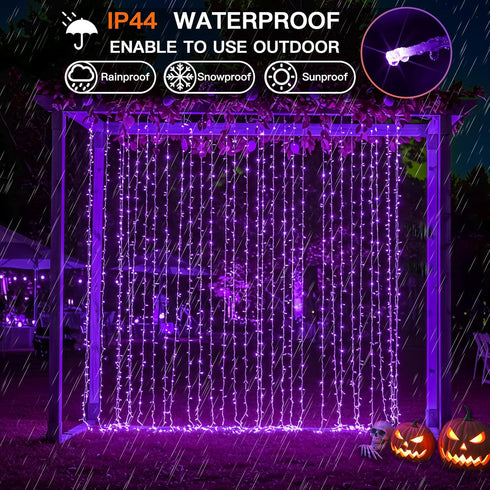 200 6.5ft 6.5ft suddus Color Changing Curtain Lights for Halloween, LED x Hanging String Lights with USB, Curtain Fairy
