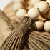 WIWUE GUO 59in Farmhouse Beads, Wood Bead Garland with Tassels, Bookshelf Decor for Tiered Tray, Decorative Tassel