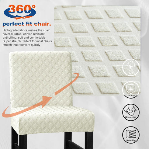Lellen Bar Stool Covers Set of 4, Slipcovers for Barstool Chair Covers, White Counter Height Stool Covers