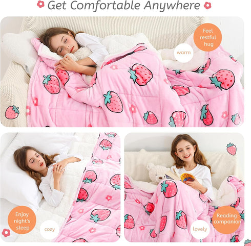 7 41"x 60",Soft 60-90lbs, Weighted Blanket pounds Twin Size Sherpa Fleece Heavy Blanket for Sleeping Perfect for Cute