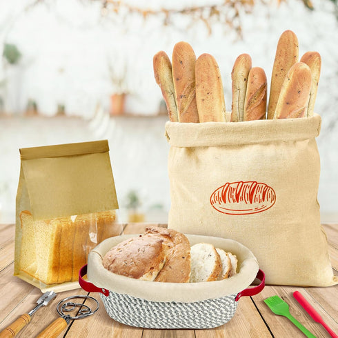 HASHMUST 33 9'' 10" Pcs Sourdough Starter Kit, Sourdough Bread Baking Supplies, Round & Oval Cotton Rope Banneton Bread