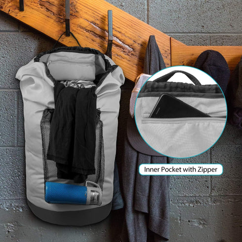 Dalykate Laundry Backpack Bag with Shoulder Straps, Durable Nylon Hamper with Drawstring Closure