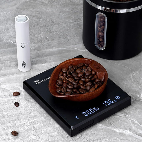 IKAPE Wooden Coffee Bean Dosing Cup and Spray Bottle Kit for Espresso, Coffee Bar Accessories (White)