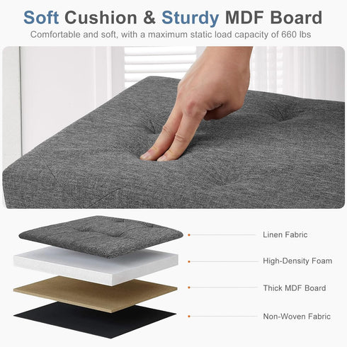 30in 660lbs, DUMOS Storage Ottoman Bench, Storage Chest, End of Bed Foot Rest Stool with Padded Seat, Bedroom Bench