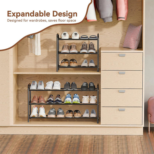 3 16 SUFAUY Tier Expandable Metal Shoe Rack Organizer for Pairs Shoes, Black