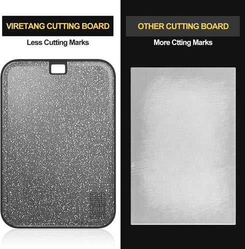 Plastic Cutting Board Set, 2 Large Dishwasher Safe Boards for Meat, Non-Slip, Reversible, Black