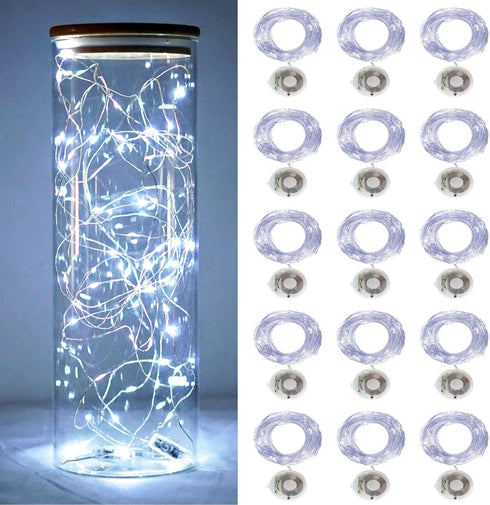 Twinkle Fairy Lights Battery Powered 20 LED on 7.2feet Silvery Copper Wire for DIY Wedding Party Decor (Cool White)