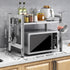 Extendable Adjustable Microwave Oven Rack, 2-Tier Stainless Steel Kitchen Counter Shelf with 4 Hooks