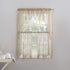No. 918 Alison-Tr Floral Lace Sheer Rod Pocket Kitchen Curtain - Tier Pair, 58" x 36", Stone