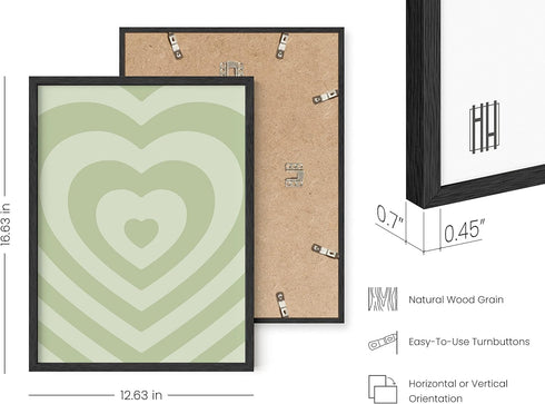 HAUS AND HUES Sage Green Wall Decor, Aesthetic Heart Posters for Bedroom or Dorm - Unframed 12" x 16"