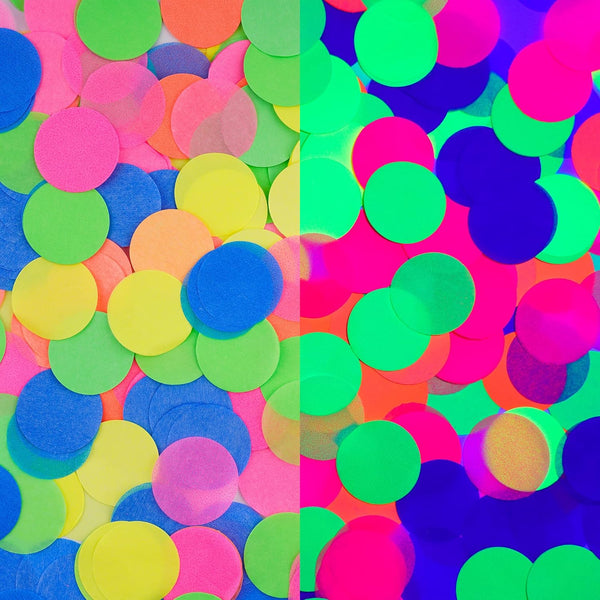 10000 pieces UV Neon Round Confetti - 5 Colors Neon Fluorescent Tissue Dot for Blacklight Party Supplies