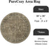Brown Round Area Rug - 3ft Entryway Rug, 3x3 Circle Vintage Indoor Kitchen Washable Door Mat, Living Room Carpet,